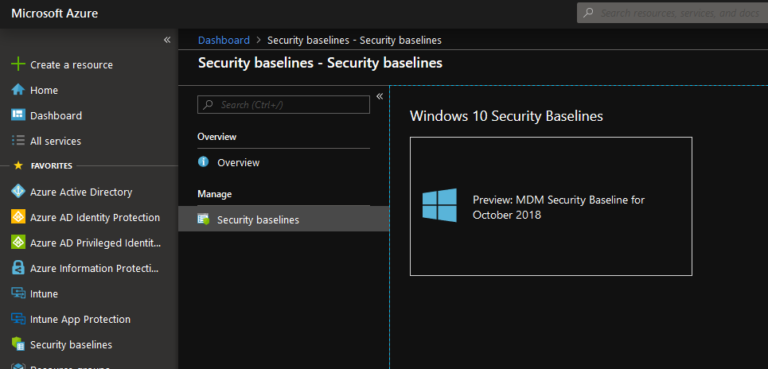 windows 10 11 mdm security baseline in intune
